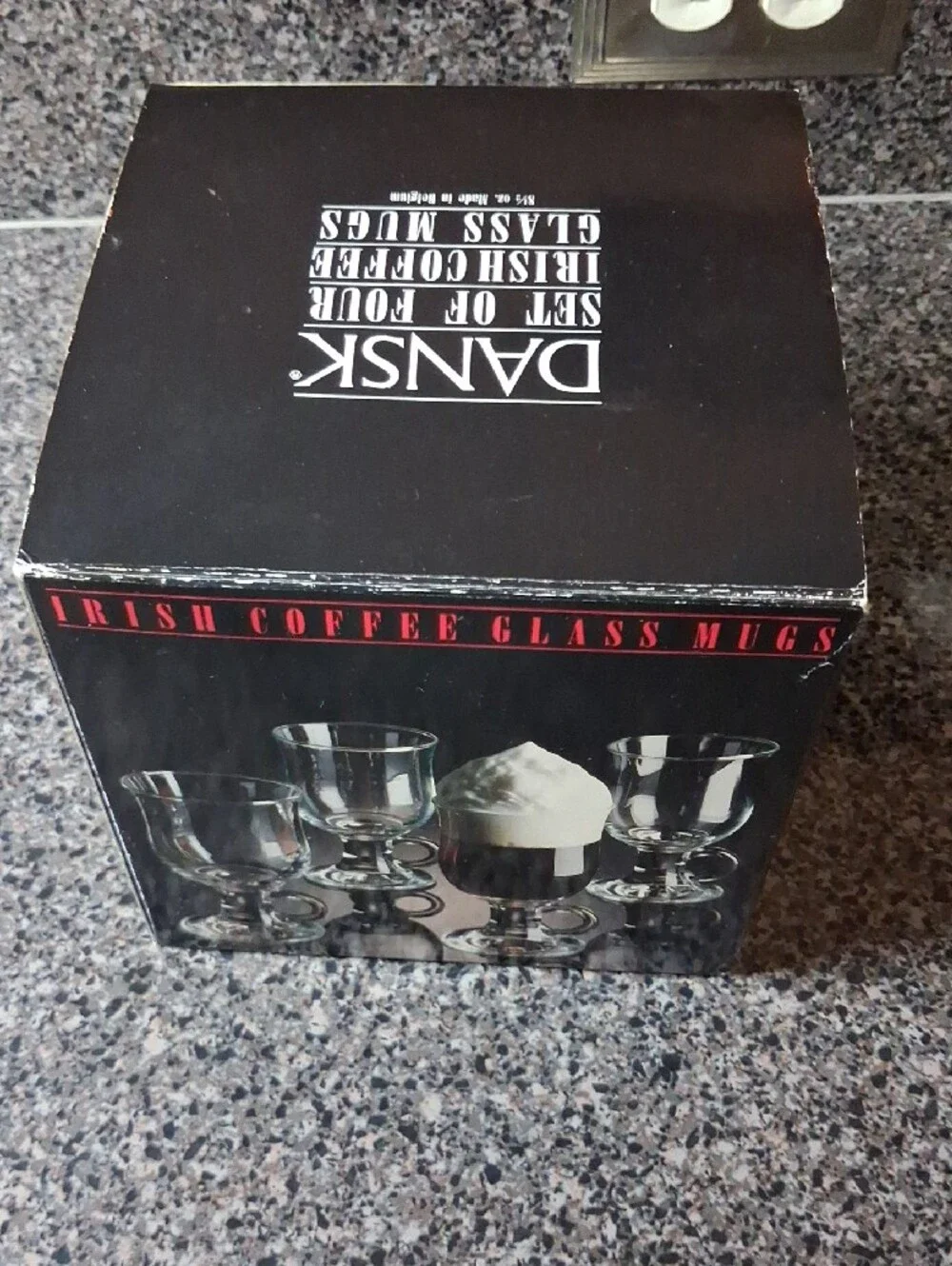 Dansk MCM Clear Glass Irish Coffee Mugs Set (4) New In Box